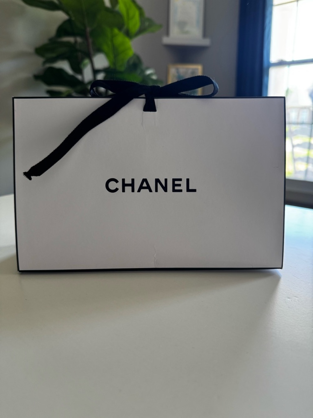 CHANEL White Box with Black Ribbon and Logo